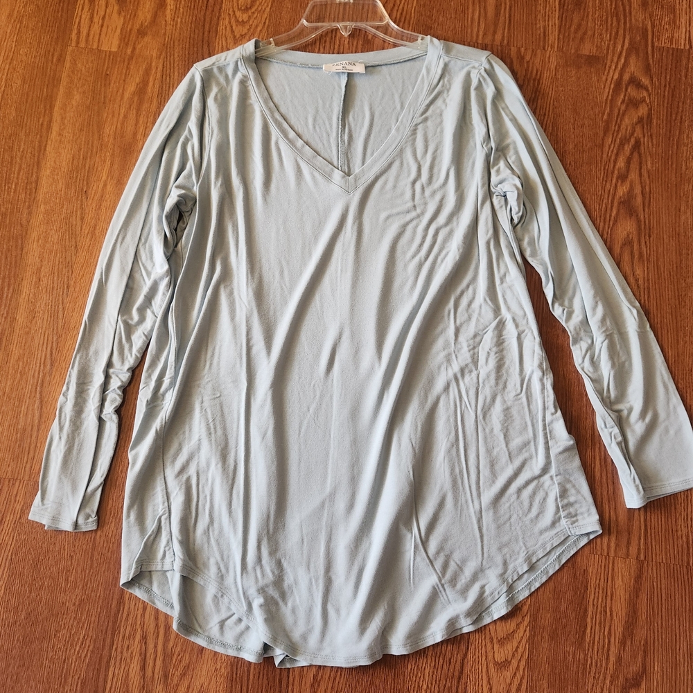 Zenana Outfitters Sage Green Relaxed Long Sleeve Tunic